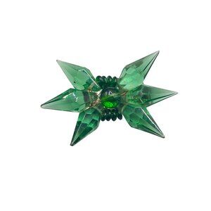 Vintage Green Glass Star Brooch with Beaded Accents & Metal Backing Star Brooch